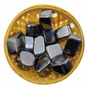 Hematite Tumbled Stone 200 Grams in Basket – Reiki Healing Crystals