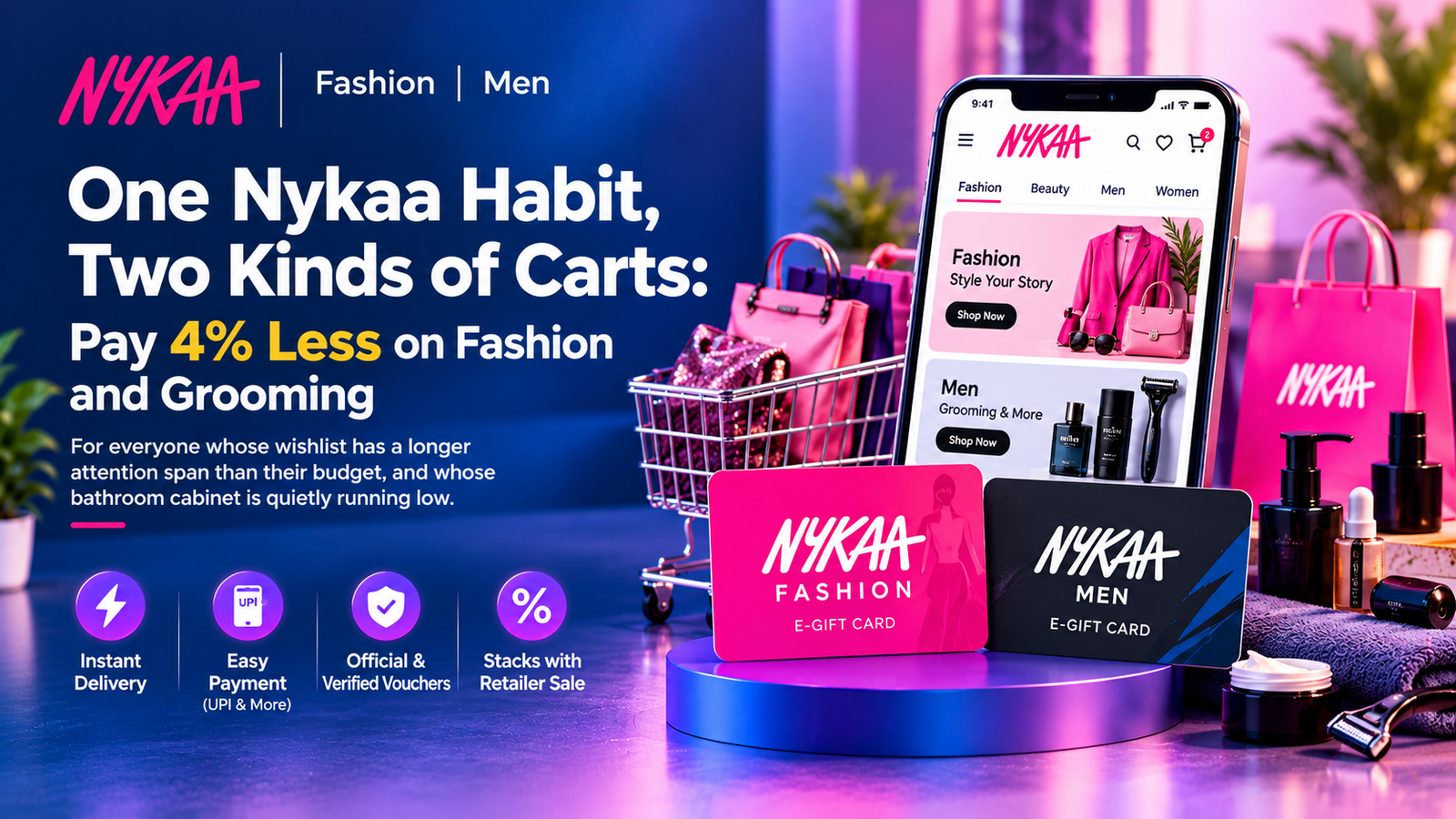 You are currently viewing One Nykaa Habit, Two Kinds of Carts: Pay 4% Less on Fashion and Grooming